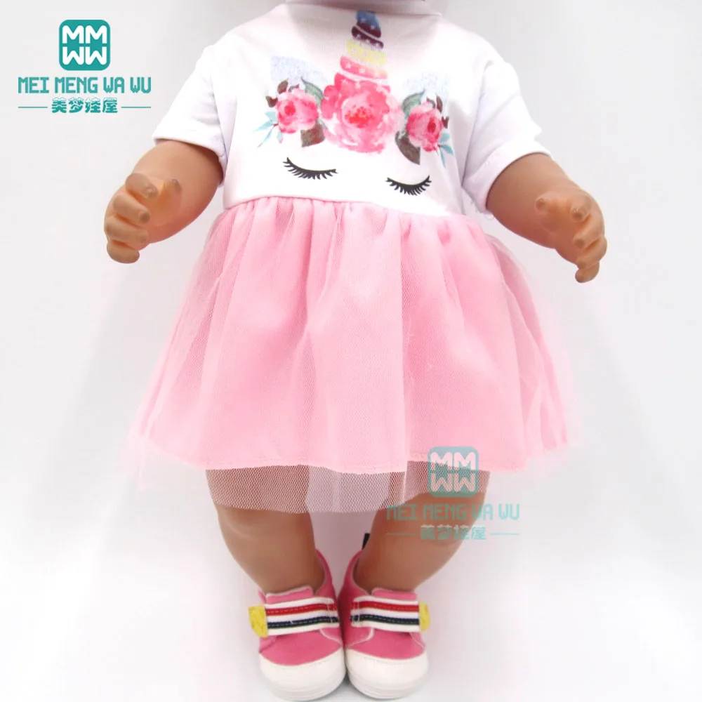 Clothes for doll fit 43cm new born doll American accessories cartoon casual dress