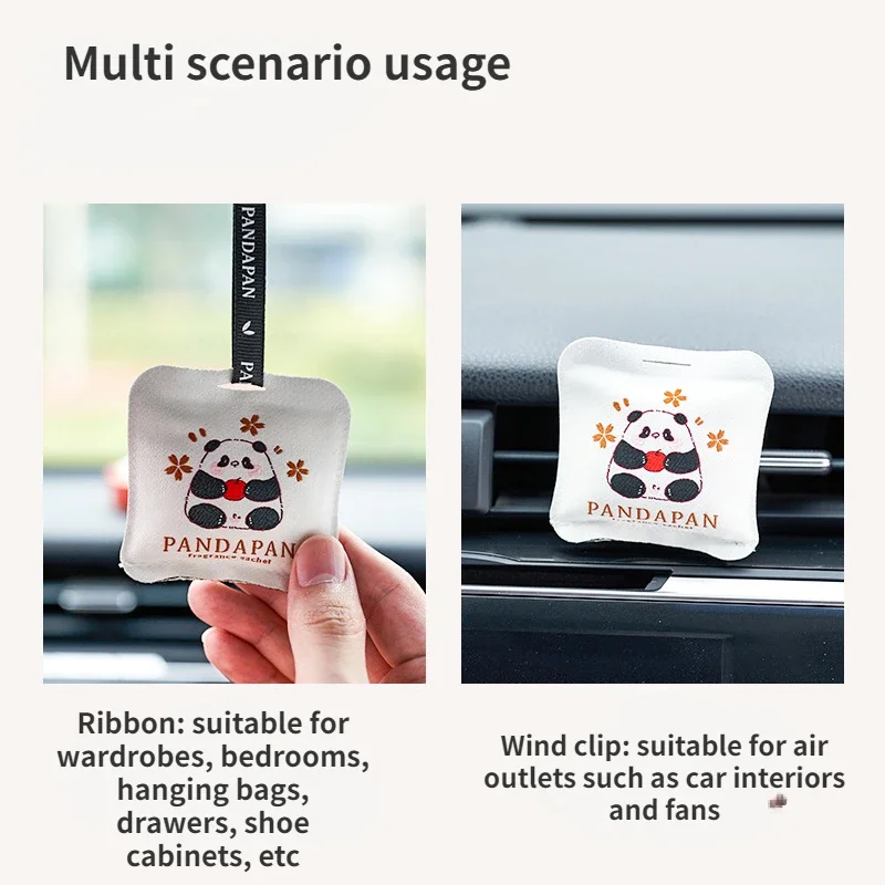 2PCS Panda Aromatherapy Sachet Fresh Odor Removal Car Bedroom Wardrobe Fragrance Lasting Fragrance Pendant