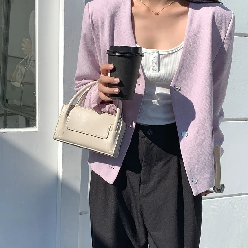 2023 Shoulder Bag Handbag Trend Design Square Solid Color Bags for Women Crossbody Bag PU Faux Leather Texture Casual All-match