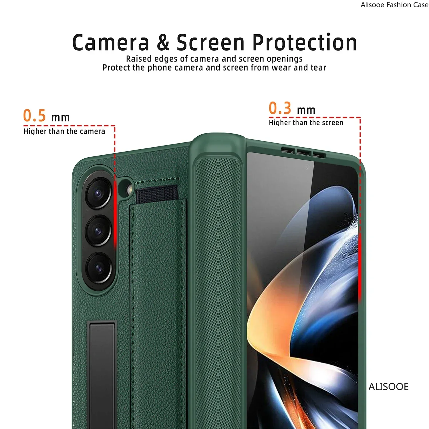 Premium Hinge Case with Wristband and Stand for Samsung Galaxy Z Fold - Front Glass Protection Included