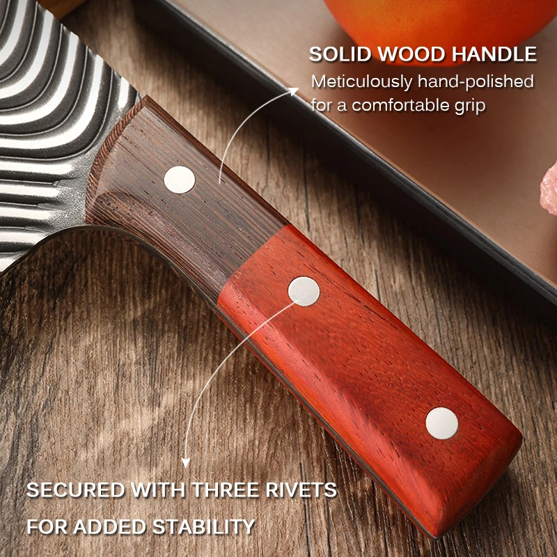 Kitchen Knife Forged Stainless Steel Slicing Knife Meat Cleaver Bone Butcher Chef Sharp Cutting Fish BBQ Tool