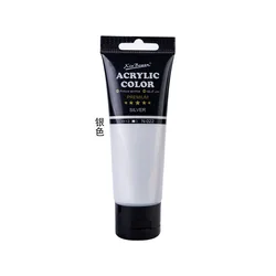 Vibrant 75ml Waterproof Sun - Resistant Acrylic Paint for Creative DIY Projects - Set of 12 Colors (Silver)