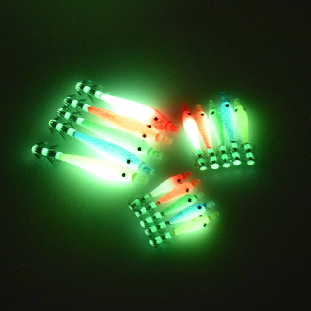 Luminous Squid Fishing Bait Set with Stainless Steel Hooks (5-Pack)