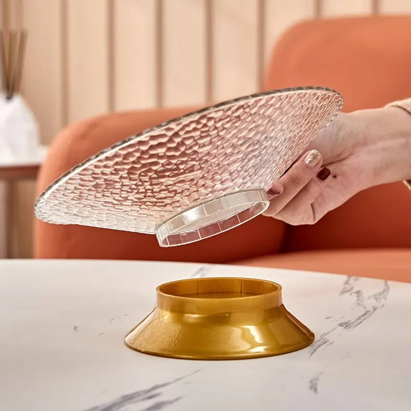 PET Fruit Plate Base Hammered Pattern Tall Bar Living Room Fruit Plate Transparent Creative Food Grade Snack