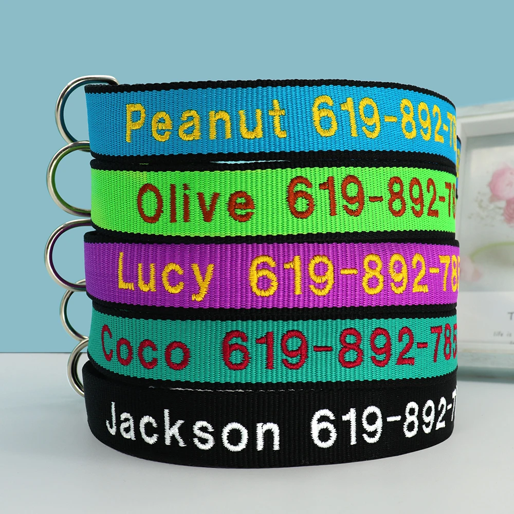 Nach Großen Hund Kragen Personalisierte Bestickte Haustier Welpen Kragen Stickerei Hund Lieferant Einstellbare Für Kleine Medium Large Hund – Detail 3