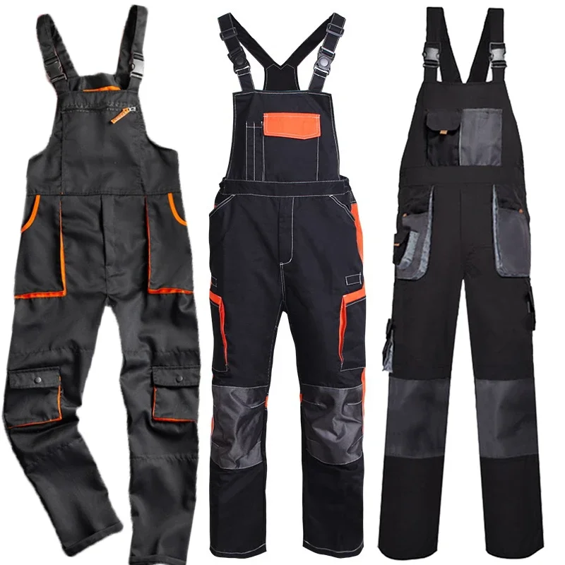 Work Coverall Suit Casual Worker Clothing Plus Size Sleeveless Bib Pants Protective Strap Jumpsuits Fly Pockets Uniforms