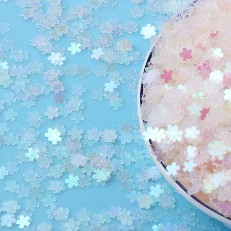 Gemischte Farben 5mm Kirschblüte Blumen form PVC lose Pailletten Glitzer Pailletten für Nail Art Dekoration Hochzeits dekoration Konfekt – Detail 4