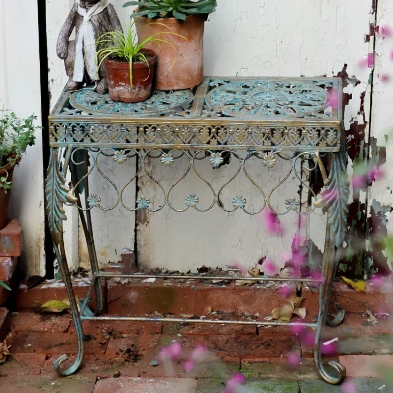 Garden Courtyard Flower Table Do Old Craft Shelf Decoration Ironwork Plant Stand Exquisite Hollowed Out Indoor Garden Decoration