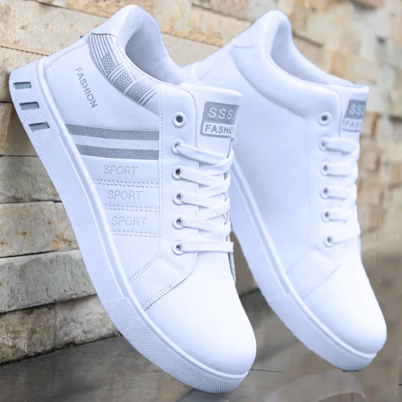 White Vulcanized Sneakers Men's Flats Comfortable Shoes Lace up Zapatillas Hombre Autumn Spring Fashion Sneakers Large Size 48 2