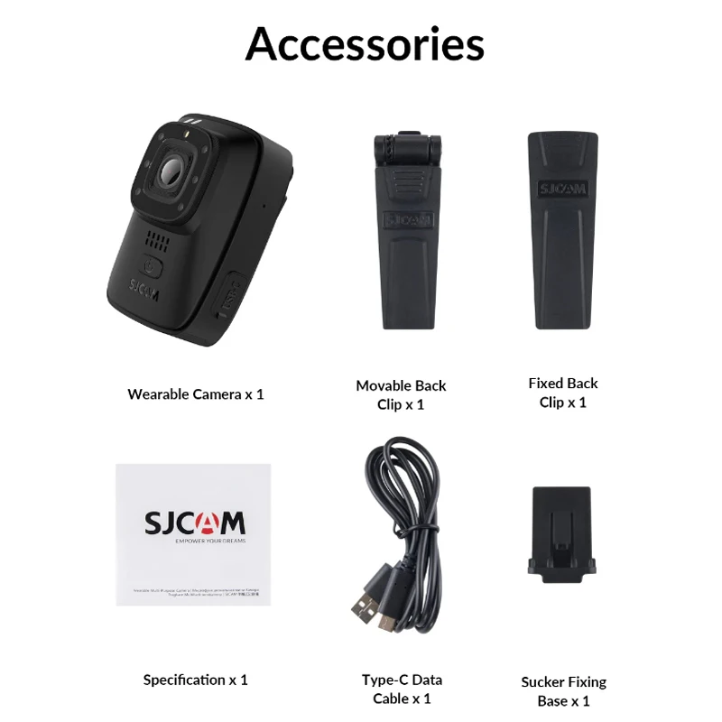 SJCAM A10 Body Camera Wearable Body-Worn Camera 1296P 30FPS IP65 Waterproof Action Camera Portable Body-Worn Camera Night Vision 6