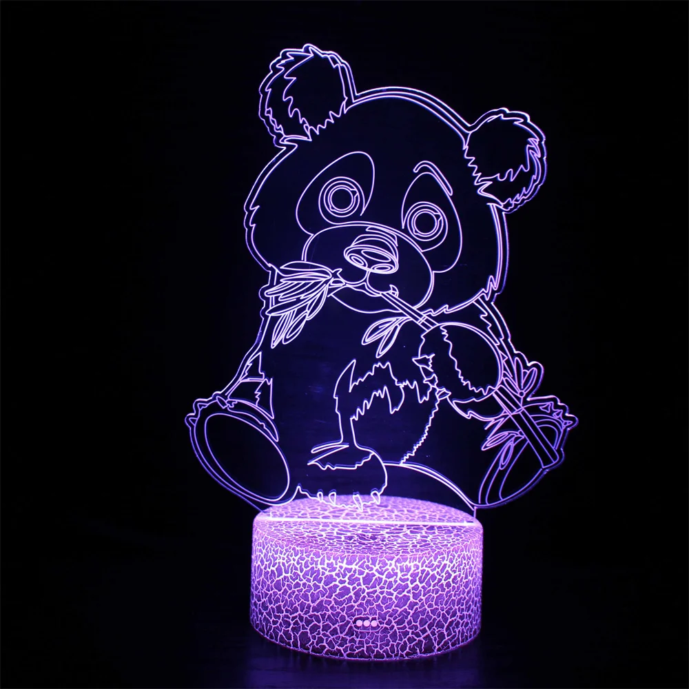 

Giant Panda 3D Night Light Optical Illusion Lamp 7 Colors Changing Animal Bear Panda Gifts for Boys Girls Bedroom Decoration