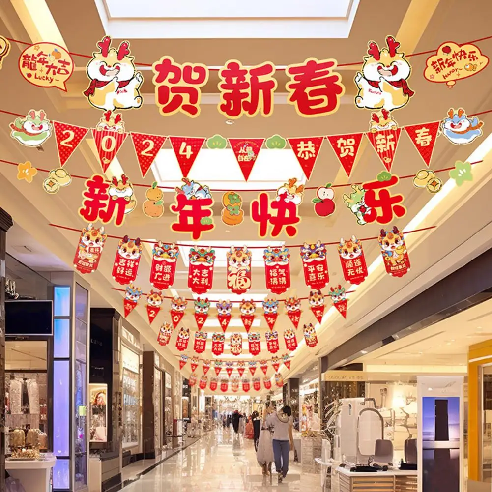 

Spring Festival Chinese New Year Lantern Set Cartoon Dragon Pattern Decorations Festive Hanging Bunting Props Spring Festival