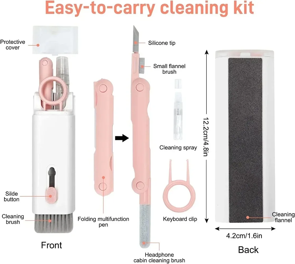 7 in 1 Cleaning Kit Computer Keyboard Cleaner Brush Earphones Cleaning Pen For AirPods iPhone Cleaning Tools Keycap Puller Set 4