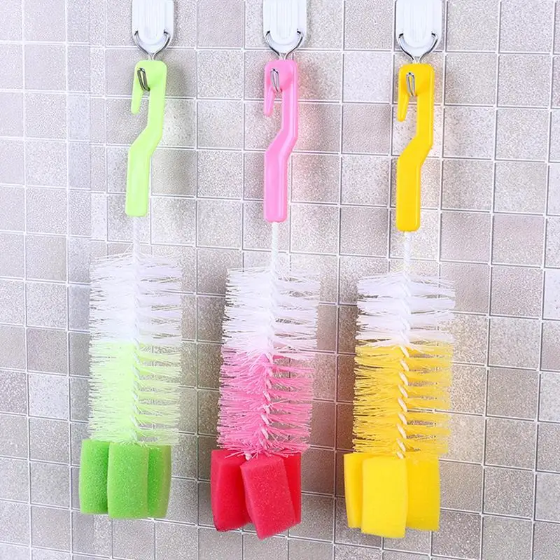 Long Handle Baby Bottle Brush Kitchen Cleaning Brush Deep Clean for Dish  Juicer Sink Household Scrub Brush Elastic Brush Head - AliExpress