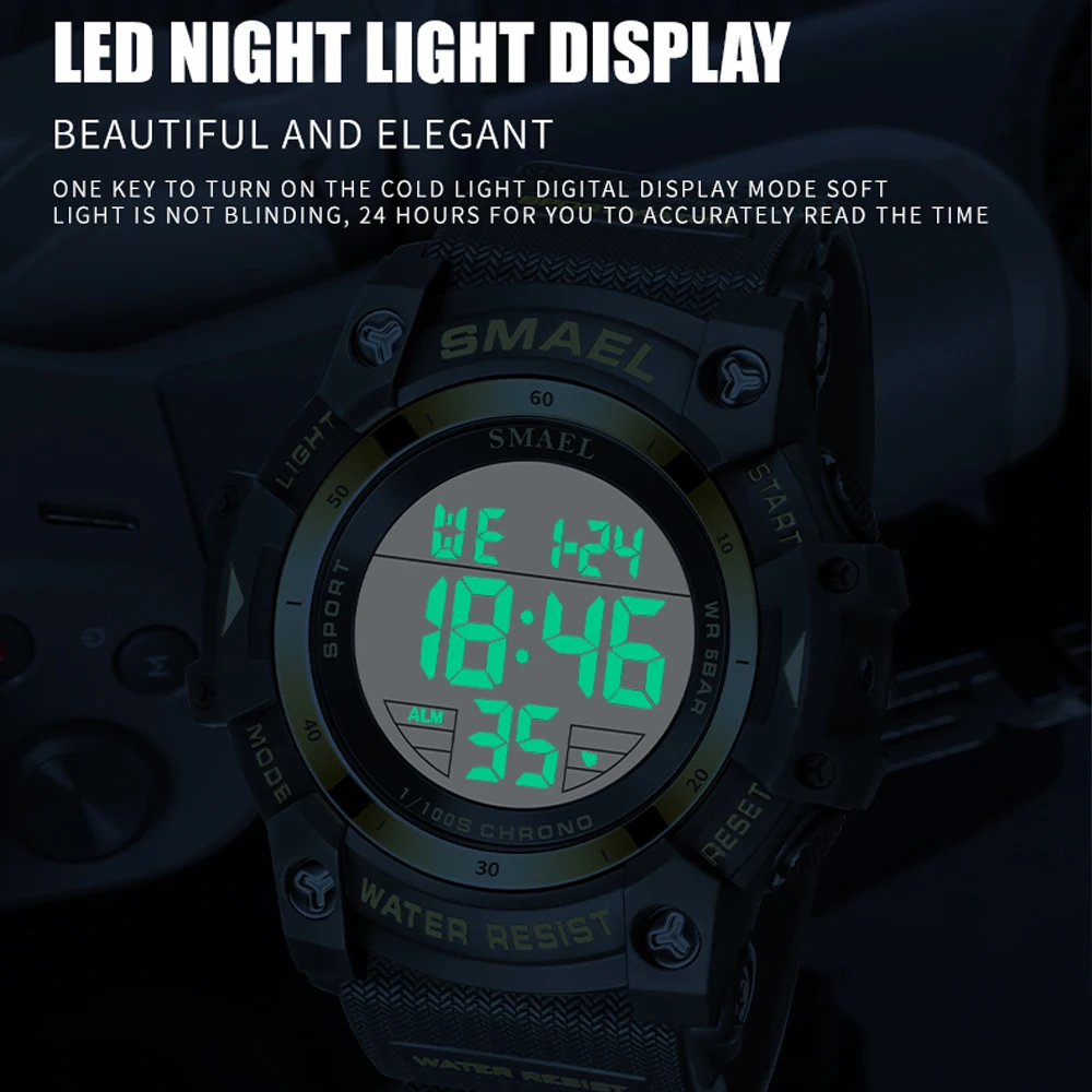 Men's Waterproof LED Digital Sports Watch - Multifunctional Stopwatch & Alarm Clock, Lightweight Design