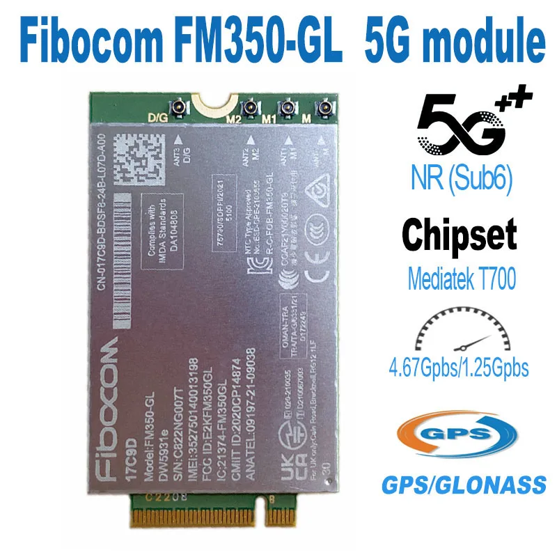 Módulo Wdxun5g M.2 para Latitude Latitude 7440 Latitude 5531 9330 3571 Solução 5g para Laptop Fm350-gl Dw5931e 5000