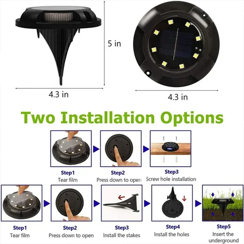 12LED Solar Power Disk Light Outdoor Garden Solar Underground Light Deck Light S