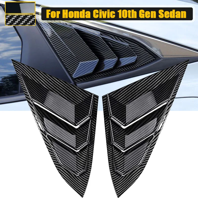

For Honda Civic 10th 2016-2020 Sedan Rear 1/4 Quarter Window Louvers Side Sun Shade Windshield Cover Trim Decor Car Accessories