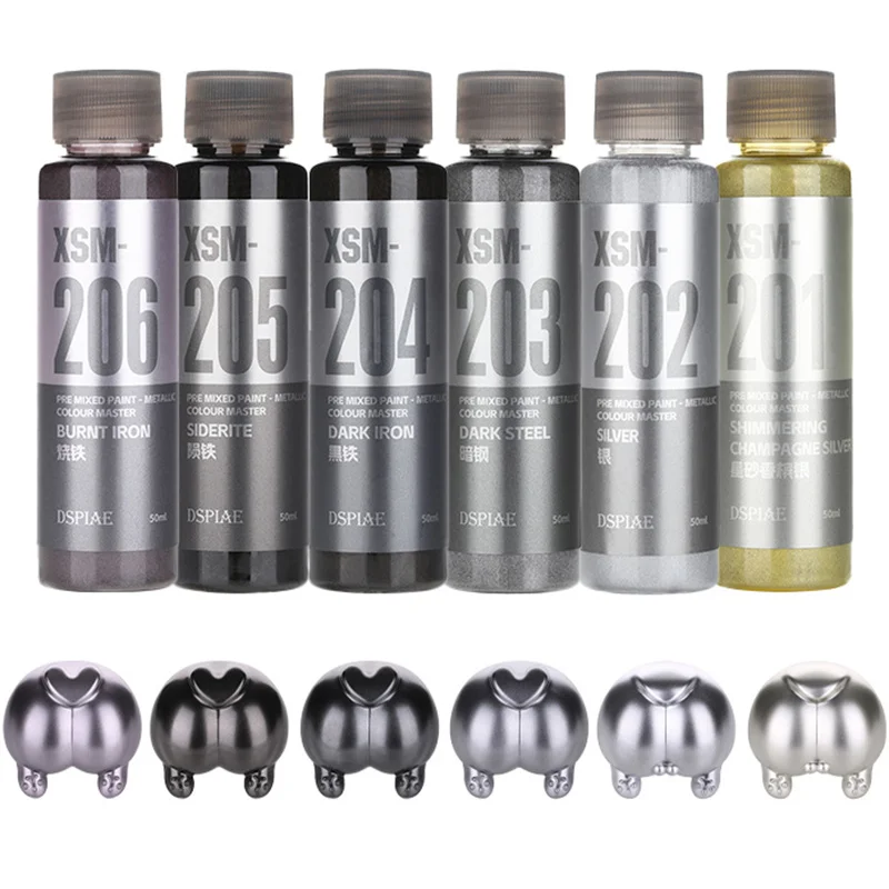 DSPIAE XSM 시리즈 50ML 건프라 스케일 모델 에어브러시 스프레이용 프리믹스 수성 메탈릭 페인트 세트 핸드 페인팅 취미 DIY