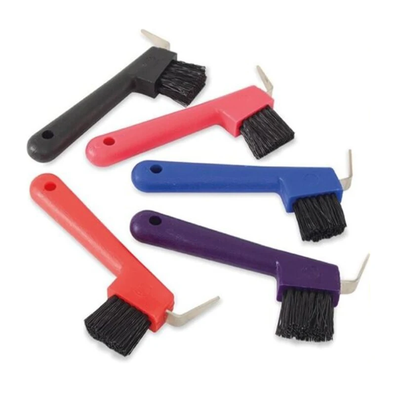 1pc Dual Use Anti-Slip Soft Grip Hoof Pick Rubber With Brush Cleaning Tools Horse Grooming Tools Durable - Random Color 3