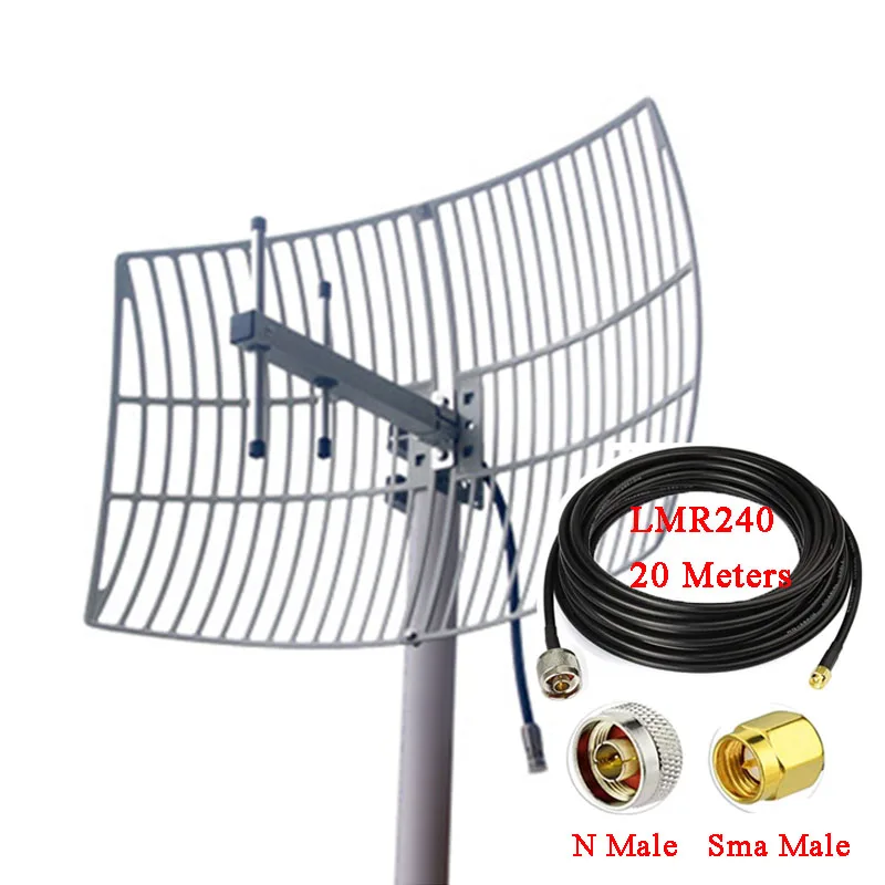 Antenna RF 4G 5G 16dBi 700-2700MHz con cavo 20m