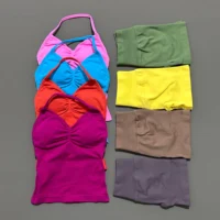 HISTELLO 2 Pieces Sports Set Women Backless Tank Yoga Tops Scrunch Seamless Shorts Sport Gym Set Sportswear Workout Set - Image 3