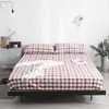 Washed Cotton Bedding Sheets Bedroom Household Plaid Flat Sheet Soft King Queen Full Size Students Dormitory Mattress Cover New 3