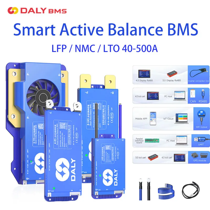 DALY Smart BMS Active Balance BMS Lifepo4 3S 4S 12V 8S 24V 16S 48V 250A ...