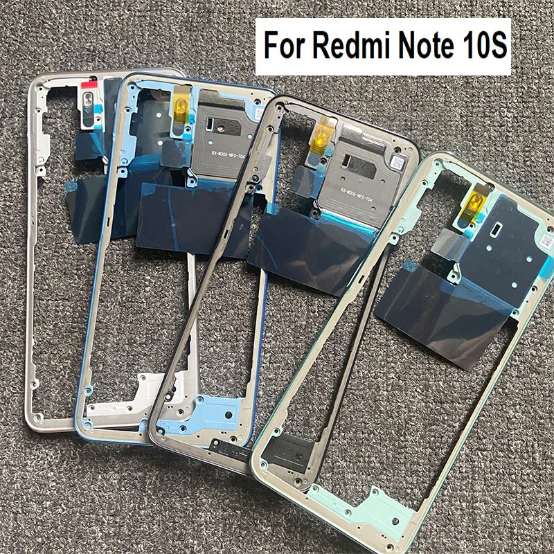 Remplacement du cadre central du boîtier arrière de la lunette avant, plaque intermédiaire du boîtier, 4G, Xiaomi Redmi Note 10, 10S, 6.43 pouces, nouveau