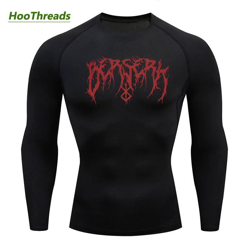 

Anime Berserk Long Sleeve Compression Shirts for Men Gym Workout Rash Guard Sport Athletic Quick Dry Undershirts Base Layer Tops