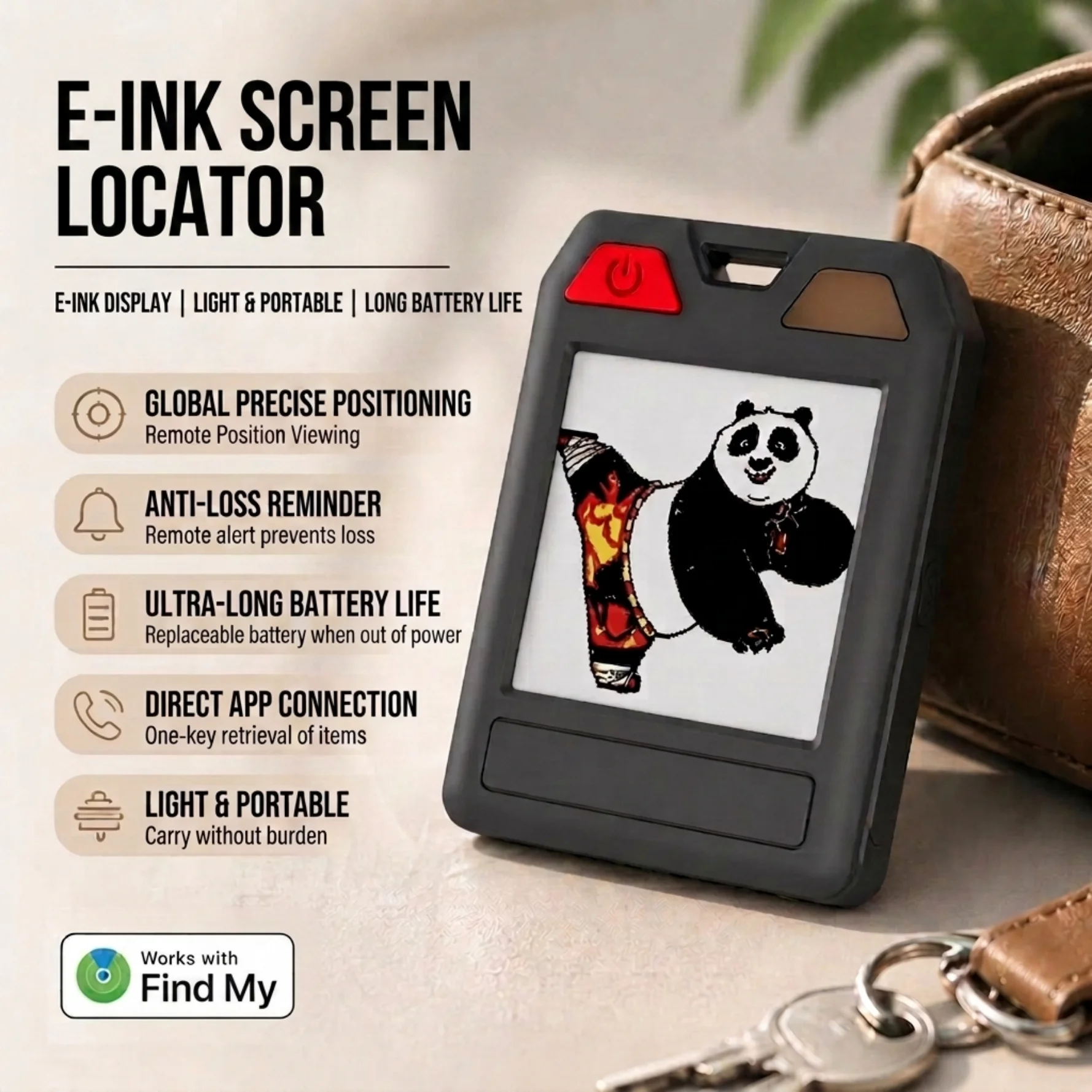 Enhanced E-Ink Smart Keychain with Display and Anti-Loss Tracker