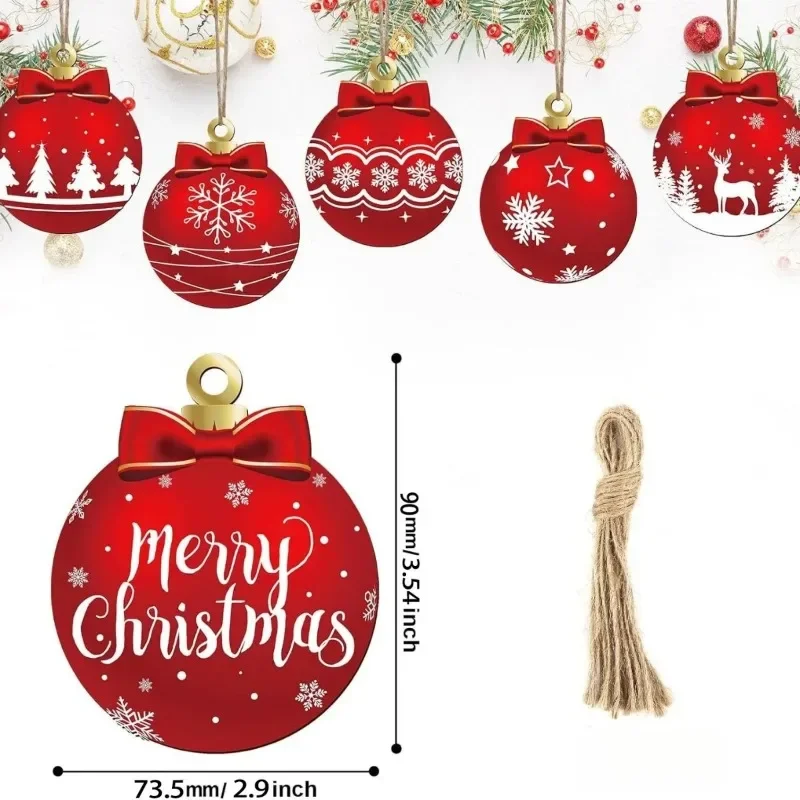 Hot 24PCS Christmas Ball Pendant, Wooden Pendant Christmas Decoration, Christmas Party Yard Decoration Set 2025 New