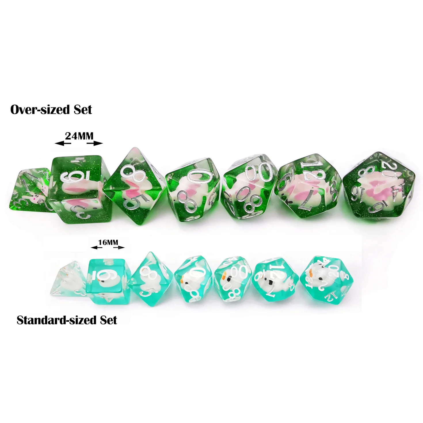 Bescon Oversized DND Animal Dice Set, Giant 7pcs Polyhedral D&D Dice Set, Big Sized RPG Rabbit and Yellow Duck