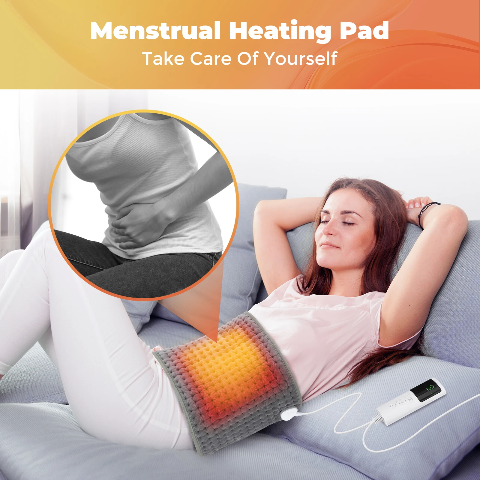 Heating Belt for Menstrual Waist Stomach Abdominal Warm Palace Belt Heating Warming Pad with Adjustable Temperature and Timing