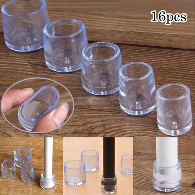 16Pcs 16/19/25/30mm Chair Leg Caps Rubber Feet Protector Pads Non-slip Transparent Table Covers Furniture Leveling Feet Decor 2