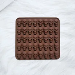 Skull Ice Cube Silicone Mold for Halloween Decoration - Reusable Party & Baking Accessory with 40 Cavities (007chocolate)