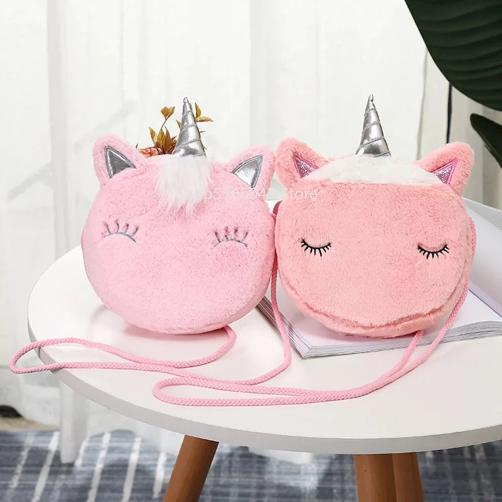 

Cartoon Unicorn Shoulder Bag Women Girls Corduroy Square Belt Phone Purse Travel Fur Crossbody Bag Coin Purse Christmas Gift