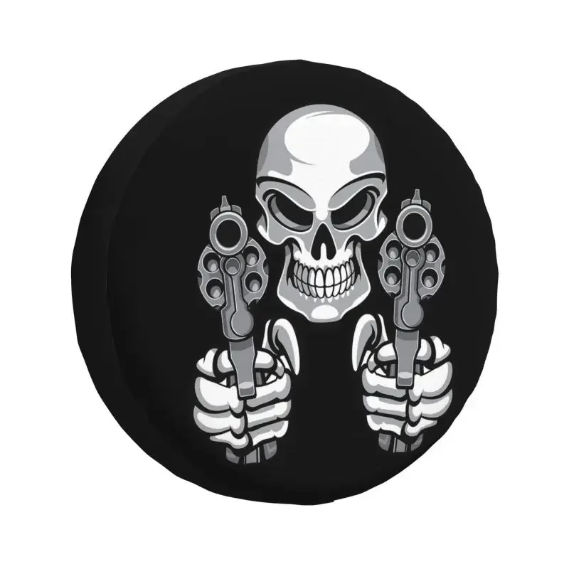 

Angry Gangster Skull With Gun Pistols Spare Tire Cover for Jeep Hummer SUV RV Trailer Car Wheel Protectors Accessories