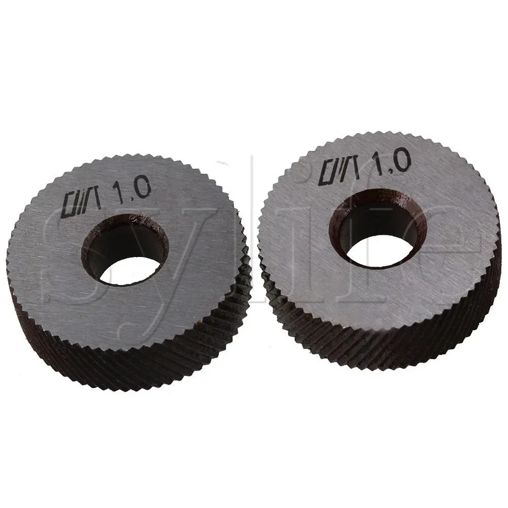 Knurling Tool Set 2 x Steel Knurling Tool Diagonal Wheel 26mm Dia 1mm Pitch