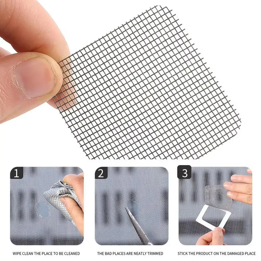 10pcs 창 스크린 수리 테이프 고정 네트 창 홈 접착식 창 네트 모기 방지 메쉬 도어 모기장 패치 수리