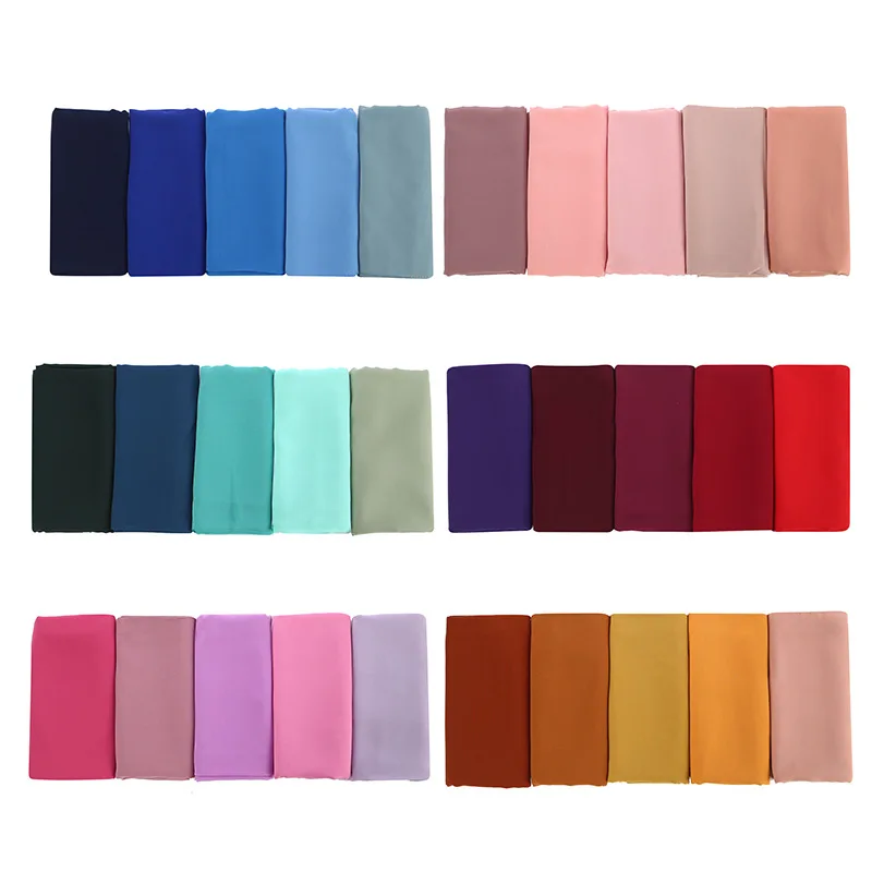 

Women Bubble Chiffon Muslim Hijabs Bandana Wrap Solid Color Shawls Headband Maxi Scarf Islamic Headwrap HeadScarf Long Hijab