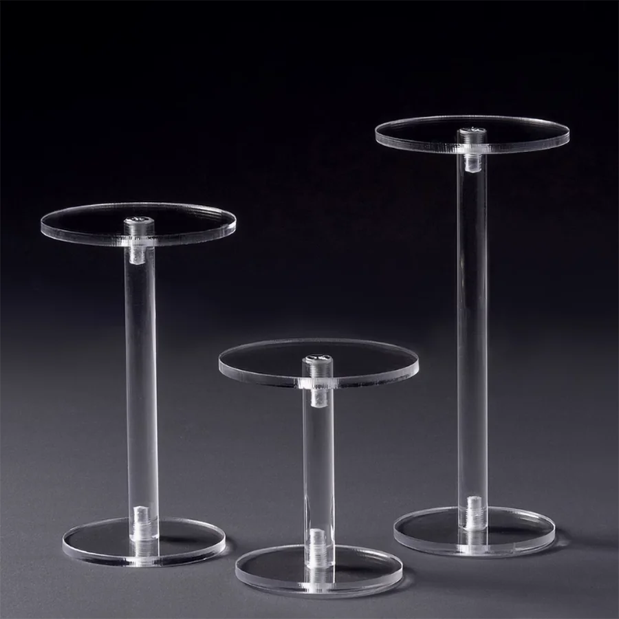 Acrylic Transparent Jewelry Perfume Cosmetics Display Stand Frame Round Diamond Ring Holder Bracket Small Doll Model Organizer