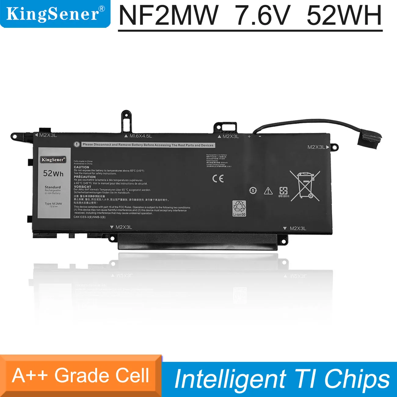 Kingsener Nf2mw 7.6v Bateria do Portátil para Dell Latitude 7400 52wh-em1 9410 2-em-série 85xm8 085xm8 0c76h7 C76h7 Gjd1v