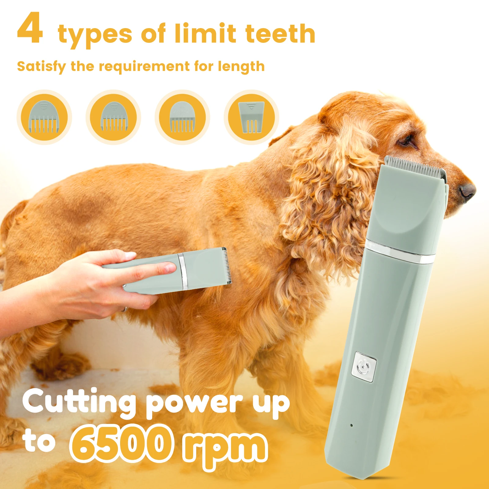 Electric Pet Hair Clippers 6500 rpm Two Speed Dog Grooming Kit Rechargeable Low Noise Dog Paw Trimmer for Small Dogs and Cats