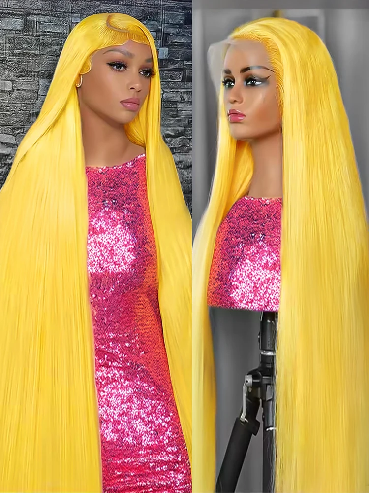 30 40 Inches Light Yellow Straight 13x6 HD Lace Frontal Wigs Human Hair 613 Colored 13x4 Lace Front Wig For Women Pre Plucked