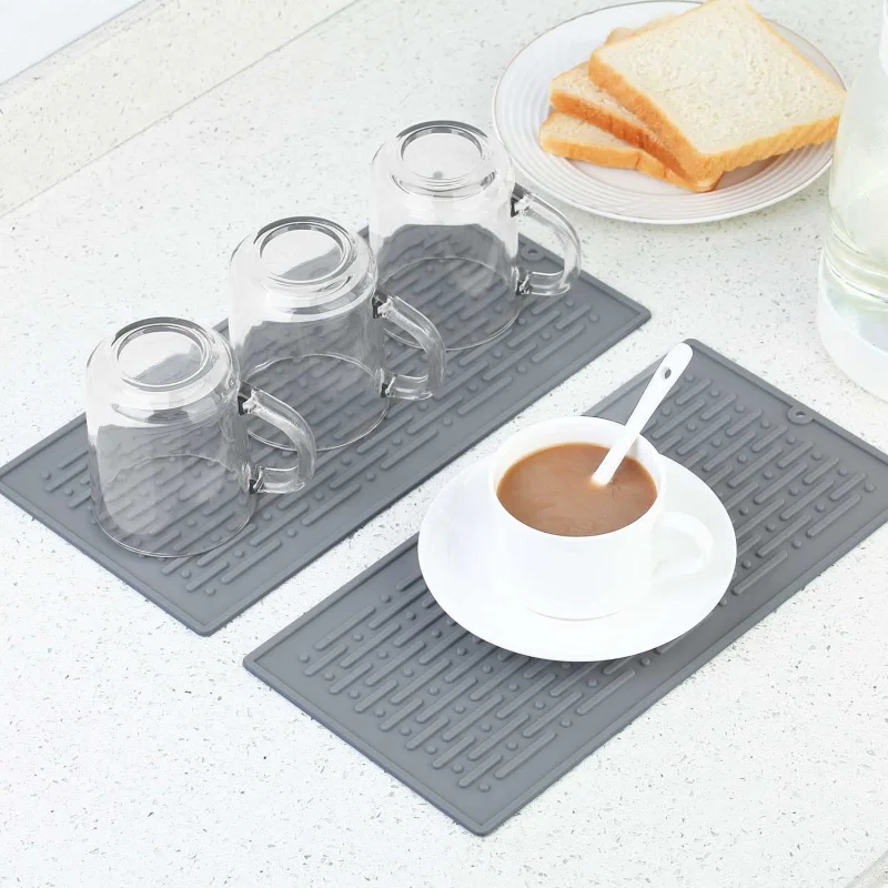 Silicone Dish Drying Mat 29*14.5cm Size Drainer Mat Protection Heat Resistant Counter Top Mat Sink Non Slip Dish Draining tool