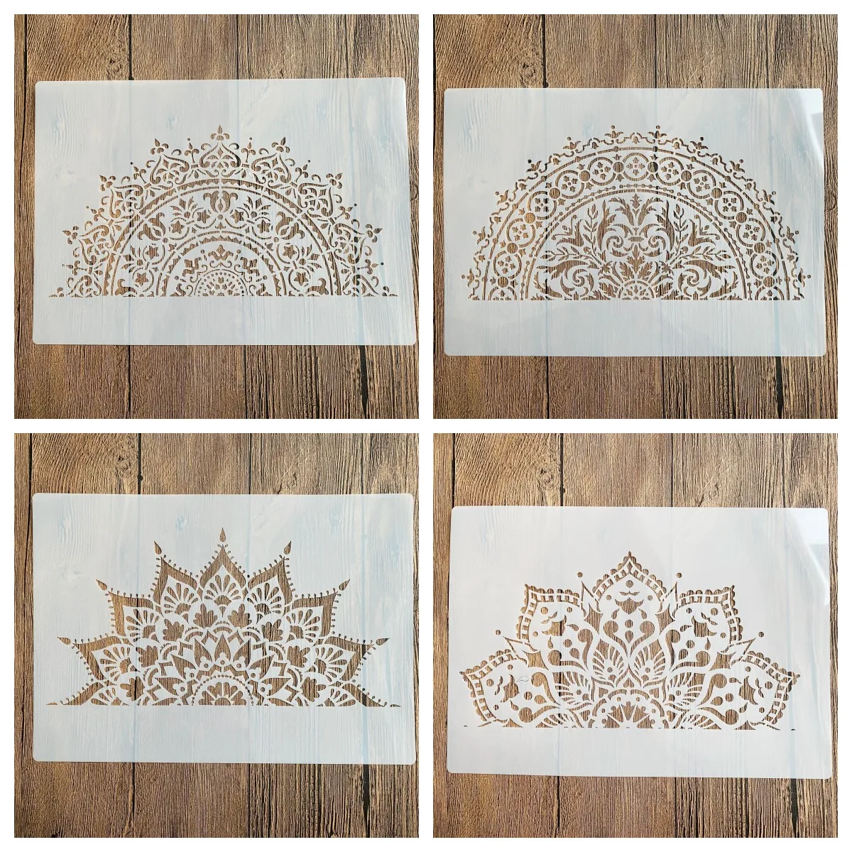 

4pcs/set A4 Mandala Stencils Painting Coloring Embossing Scrapbook Album Decorative Template cake stencil paris decorations