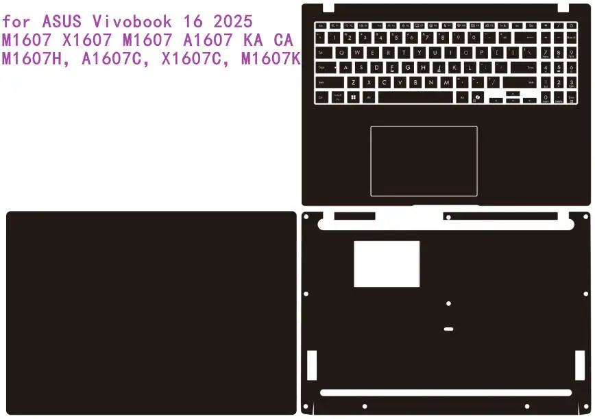 ASUS Vivobook 16 M1607 X1607 M1607 A1607 KA CA Vivobook 16 A1607Q 2025용 보호용 프리컷 비닐 노트북 스티커 커버 필름