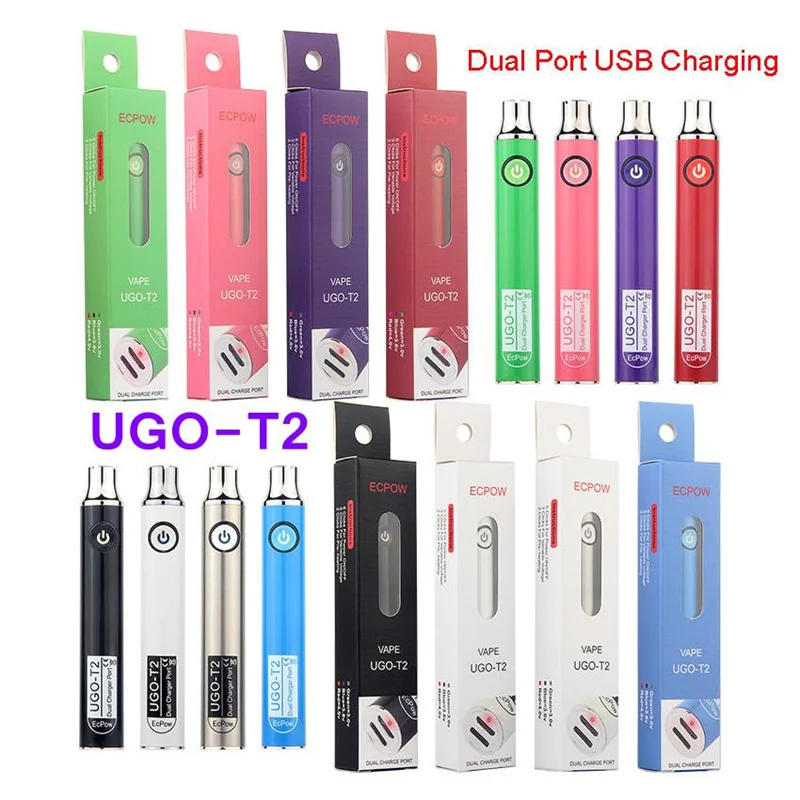 5pc 510 Gewinde Batterie Vape Stift Batterien UGO-T2 Akku 650mah 900mah  Dual Ladegerät Port E Zigaretten patronen