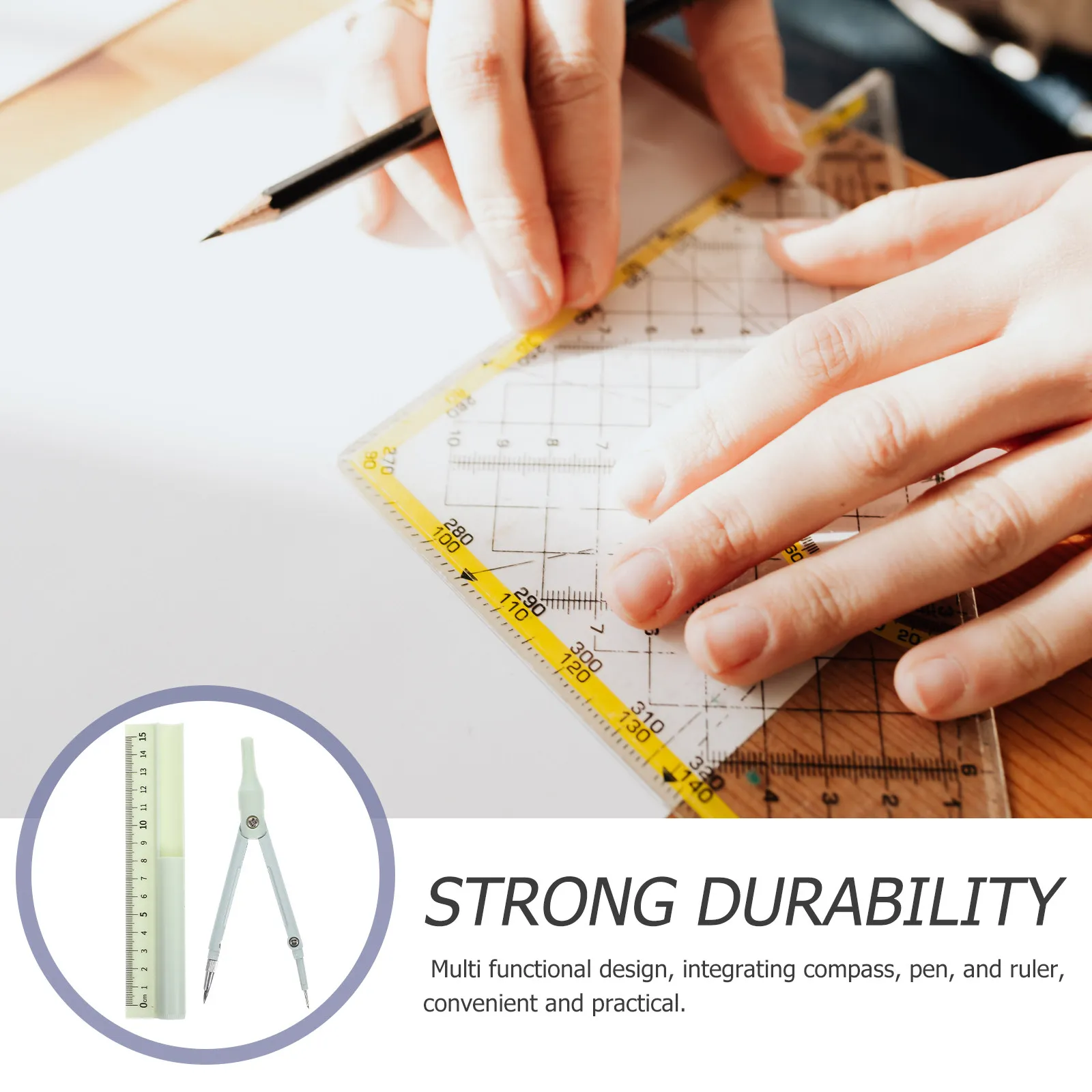 다기능 나침반 펜 자 세트 녹색 플라스틱 금속 기하학 그리기 도구 학생 예술가 전문가용 고정밀